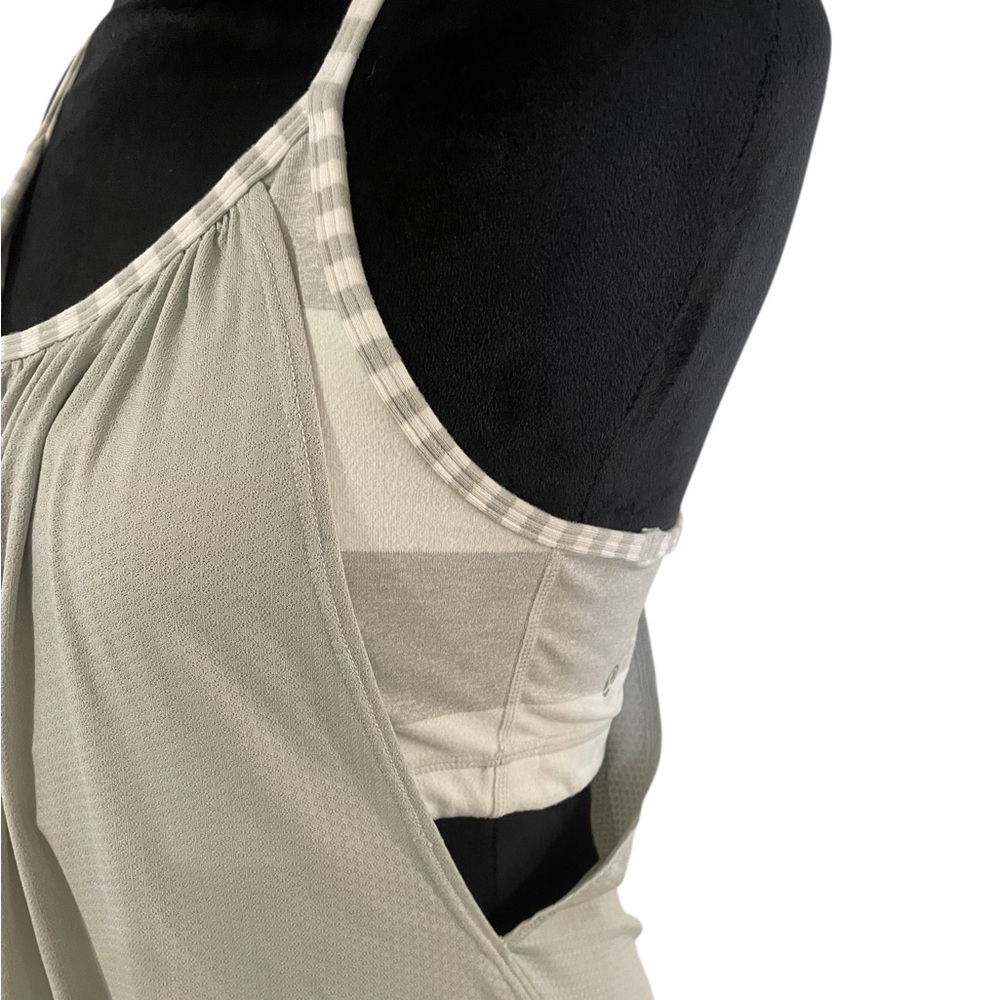 LULU LEMON No limits tank,cream, White & grey airy tan,Size 10 - Picture 2 of 6